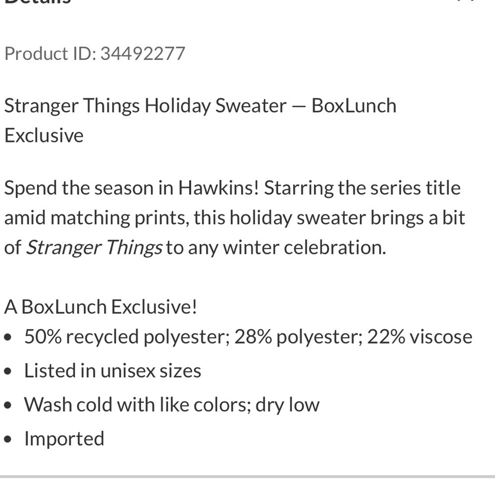 Stranger Things Holiday Sweater — BoxLunch Exclusive XS New With Tags - Picture 3 of 4